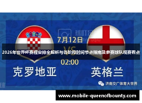 2026年世界杯赛程安排全解析与各阶段时间节点指南及参赛球队观赛看点